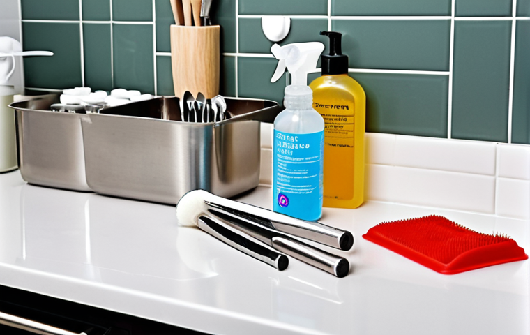 **
* **Subject:** A clean, well-organized vanity or countertop.
* **Elements:** Stainless steel spatulas and small spoons, silicone funnels of various sizes, a bottle of isopropyl alcohol, and disinfectant wipes. All tools are neatly arranged, suggesting hygiene and preparation. Maybe a partially refilled cosmetics container in the background.
* **Style:** Bright, clean, and slightly clinical. Focus on the cleanliness and orderliness of the tools. Perhaps a shallow depth of field to keep focus on the tools in the foreground.
* **Keywords:** hygiene, organization, stainless steel, silicone, cosmetics, clean, tools, reusable, zero waste.
**