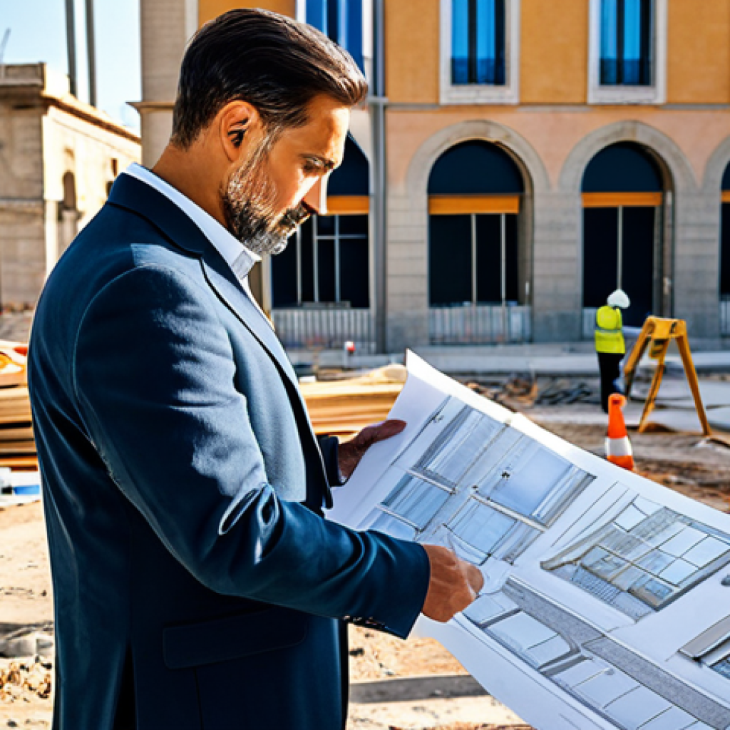 **
"A professional architect, fully clothed in stylish yet modest attire, reviewing blueprints on a sunny construction site in Barcelona. Safe for work, appropriate content, perfect anatomy, natural pose, high-resolution, architectural photography, family-friendly."
**
