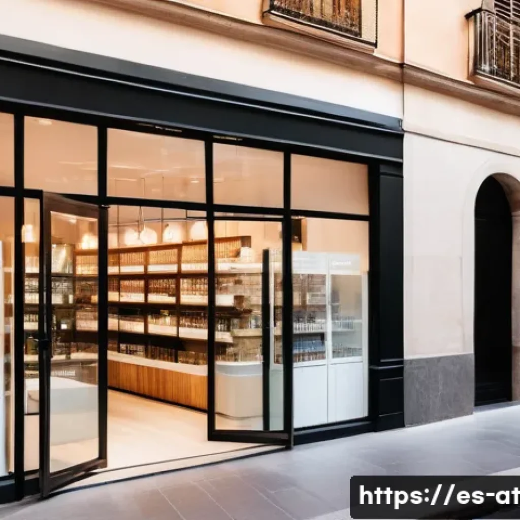 리필 화장품에 대한 소비자 인식 조사 - A stylish, eco-friendly refillable cosmetic store in a vibrant Spanish city like Barcelona, featurin...