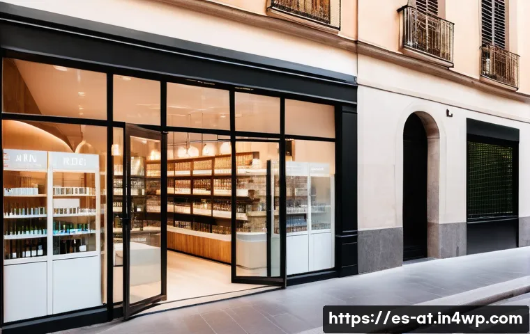 리필 화장품에 대한 소비자 인식 조사 - A stylish, eco-friendly refillable cosmetic store in a vibrant Spanish city like Barcelona, featurin...