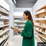 Home 18 리필 가능 화장품의 가격 비교 - A bright, modern eco-friendly beauty store interior in Spain featuring a wide range of refillable co...